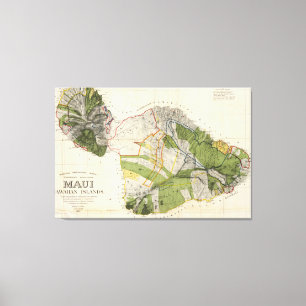  kaart van Maui Island (1906) Canvas Afdruk