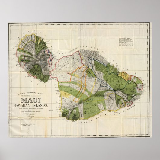  kaart van Maui Island (1906) Poster (Voorkant)