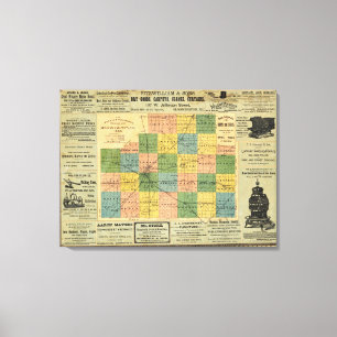 Kaart van McLean County, Illinois 1886 Canvas Afdruk