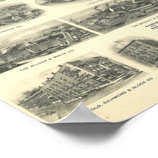 Kaart van Meriden Connecticut vanaf 1918 Poster (Hoek)