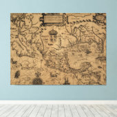  kaart van Mexico (1600) Canvas Afdruk (Insitu (Houten vloer))
