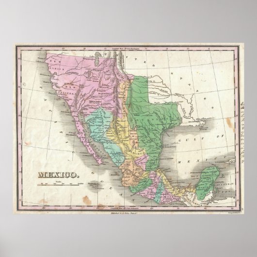  kaart van Mexico (1827) Poster (Voorkant)