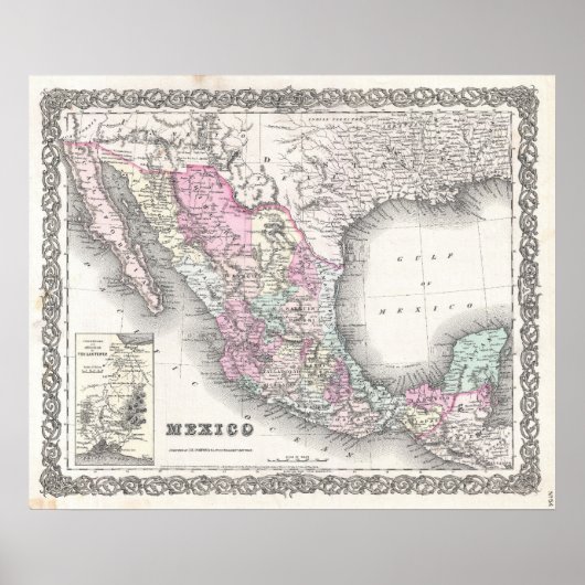  kaart van Mexico (1855) Poster (Voorkant)