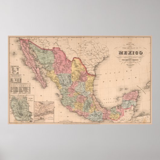  kaart van Mexico (1859) Poster (Voorkant)