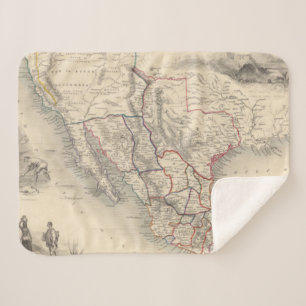 Kaart van Mexico, Californië en Texas Sherpa Deken