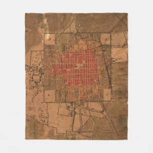  kaart van Mexico City Mexico (1800) Fleece Deken