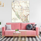 Kaart van Mexico en Californië Canvas Afdruk (Insitu (Woonkamer))