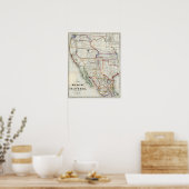 Kaart van Mexico en Californië Poster (Keuken)