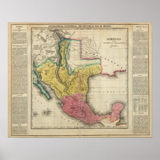 Kaart van Mexico Poster (Voorkant)