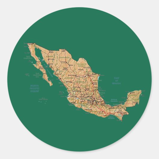 Kaart van Mexico Sticker (Voorkant)
