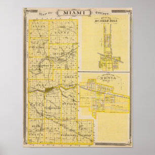Kaart van Miami County Poster
