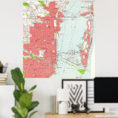 kaart van Miami Florida (1950) 2 Poster (Thuiskantoor)