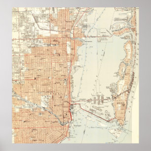  kaart van Miami Florida (1950) Poster