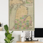  kaart van Michigan (1838) Poster (Thuiskantoor)