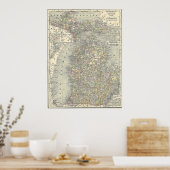  kaart van Michigan (1901) Poster (Keuken)