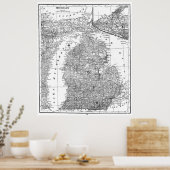  kaart van Michigan (1909) Poster (Keuken)