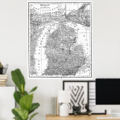  kaart van Michigan (1909) Poster (Thuiskantoor)