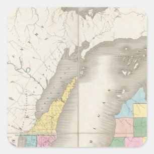Kaart van Michigan en deel van het grondgebied van Vierkante Sticker