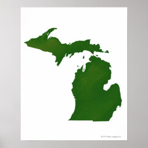 Kaart van Michigan Poster