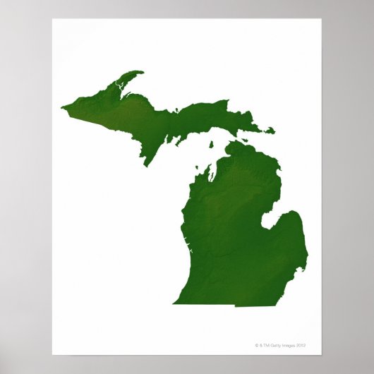 Kaart van Michigan Poster (Voorkant)