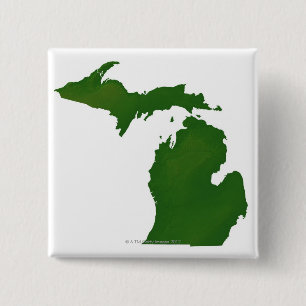 Kaart van Michigan Vierkante Button 5,1 Cm