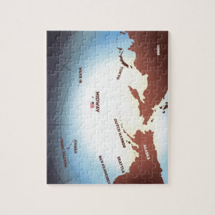 Kaart van Midway-eiland in vintage stijl uit WO2 Legpuzzel