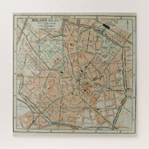 kaart van Milaan Italië (1911) Legpuzzel