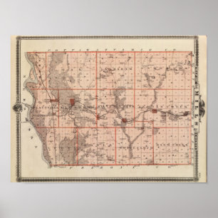 Kaart van Mills County, staat Iowa Poster