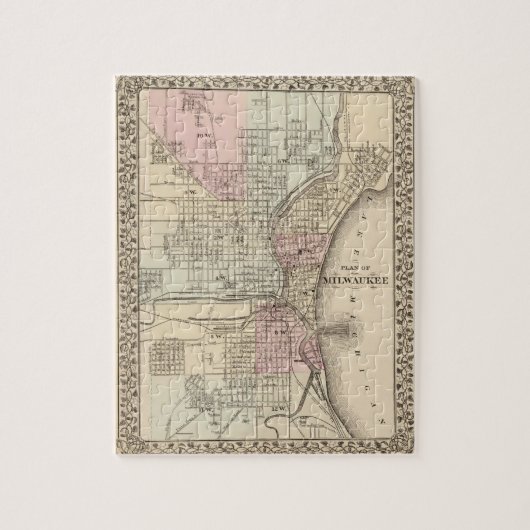  kaart van Milwaukee (1880) Legpuzzel (Verticaal)
