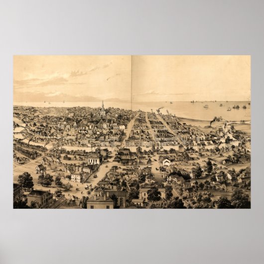  kaart van Milwaukee WI (1854) Poster (Voorkant)