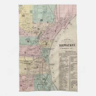  kaart van Milwaukee Wisconsin (1878) Theedoek