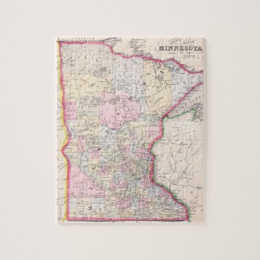  kaart van Minnesota (1864) Legpuzzel (Verticaal)