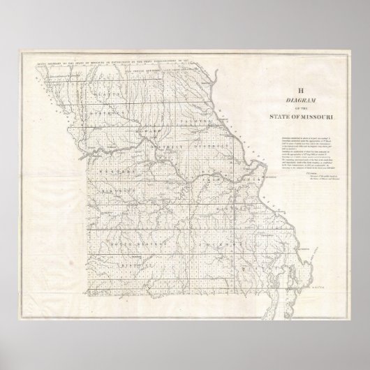 kaart van Missouri (1850) Poster (Voorkant)