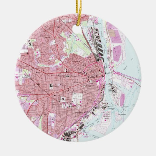 kaart van Mobile Alabama (1953) Keramisch Ornament (Voorkant)