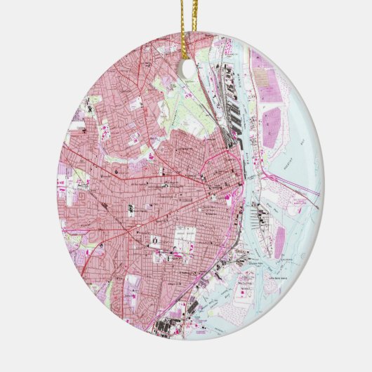 kaart van Mobile Alabama (1953) Keramisch Ornament (Links)