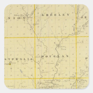 Kaart van Monona County, staat Iowa Vierkante Sticker