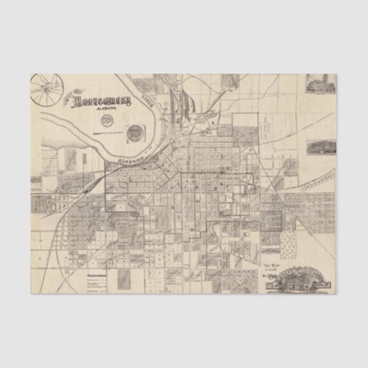  kaart van Montgomery, Alabama (1899) Tissuepapier (Voorkant)