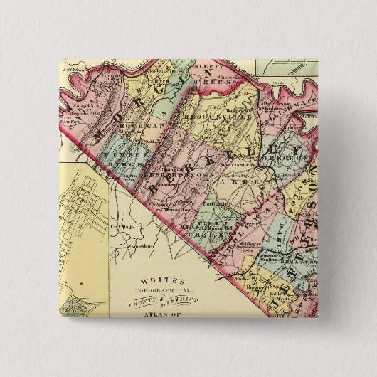 Kaart van Morgan, Berkeley en de provincies Jeffer Vierkante Button 5,1 Cm (Voorkant)