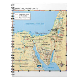 Kaart van Moses Exodus Egypt en Sinai 1400-1200 B Notitieboek