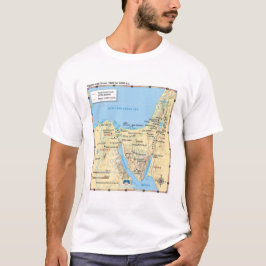 Kaart van Moses Exodus Egypt en Sinai 1400-1200 B T-shirt