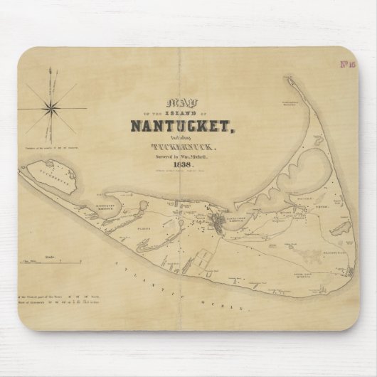  kaart van Nantucket (1838) Muismat (Voorkant)