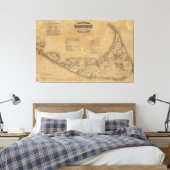  kaart van Nantucket (1869) Canvas Afdruk (Insitu (Slaapkamer))