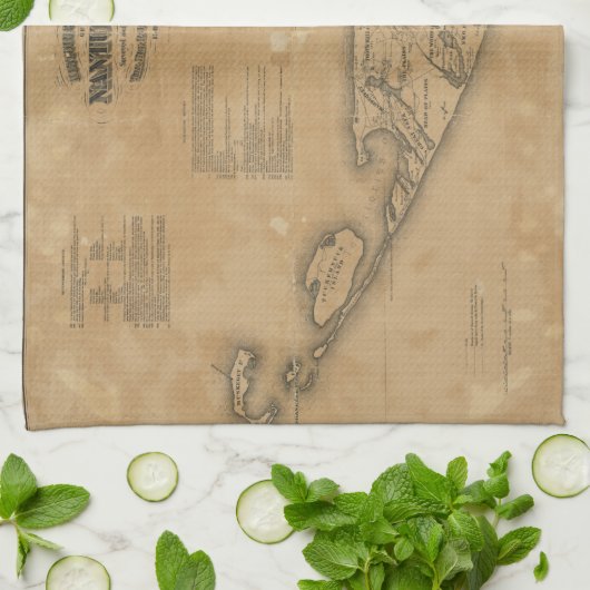  kaart van Nantucket (1869) Theedoek (Gevouwen)