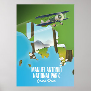 Kaart van Nationaal park Manuel Antonio, Costa Ric Poster
