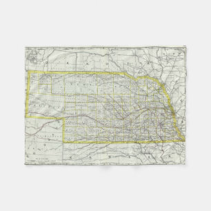  kaart van Nebraska (1889) Fleece Deken
