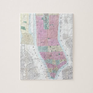 kaart van Neder-Manhattan (1865) Legpuzzel
