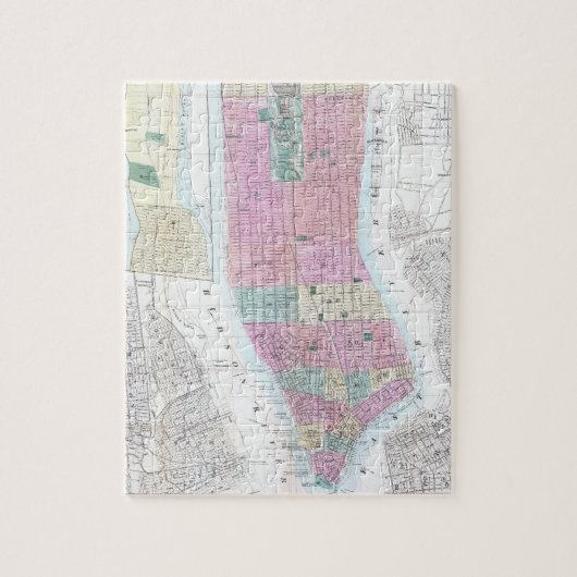  kaart van Neder-Manhattan (1865) Legpuzzel (Verticaal)