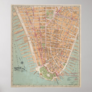  kaart van Neder-Manhattan (1921) Poster
