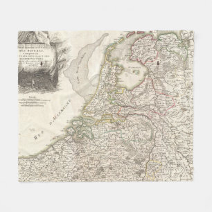 kaart van Nederland en België (1775) Fleece Deken