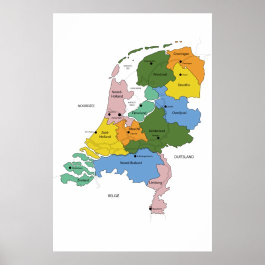 Kaart van Nederland Poster (Voorkant)